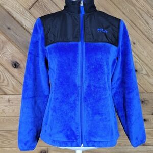 Fila Sports Womens Full Zip Sweatshirt Fleece Long Sleeve Size Small Blue Black